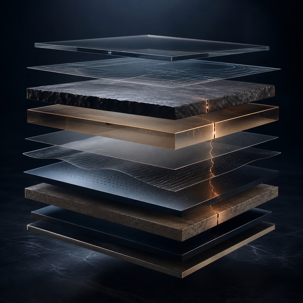 Abstract layered foundation visual for hidden Maths gaps