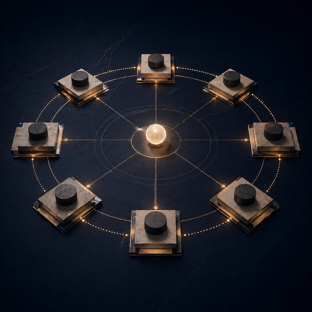 Abstract eight-node small-group class visual